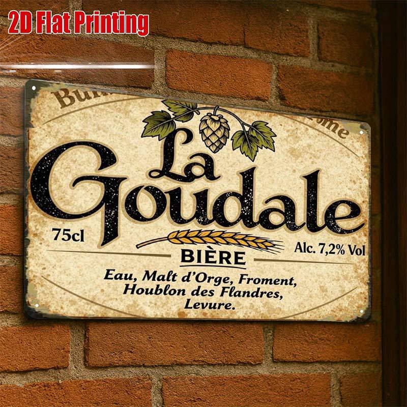 TEMU 2D Plat - 2D-Flat, 1pc Panneau Publicitaire Vintage de Bière La , Décoration de Garage en Métal, Lettrage , Impression de Haute Qualité,