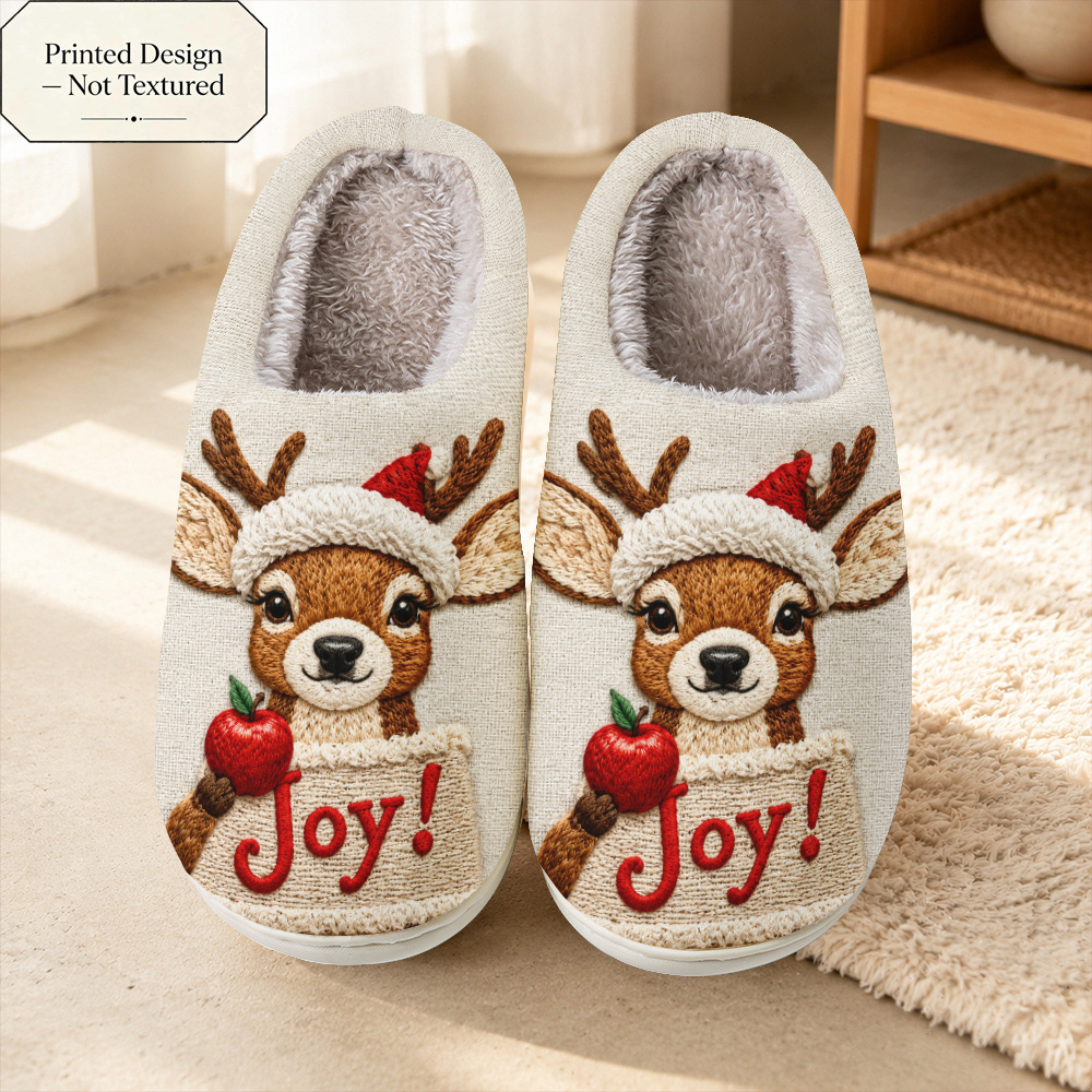 TEMU Printed Design â Not Textured. Christmas Reindeer "joy" Embroidery Pattern, Elegant And Simple. Soft, Skin-friendly, With A Gentle And Warm Fee