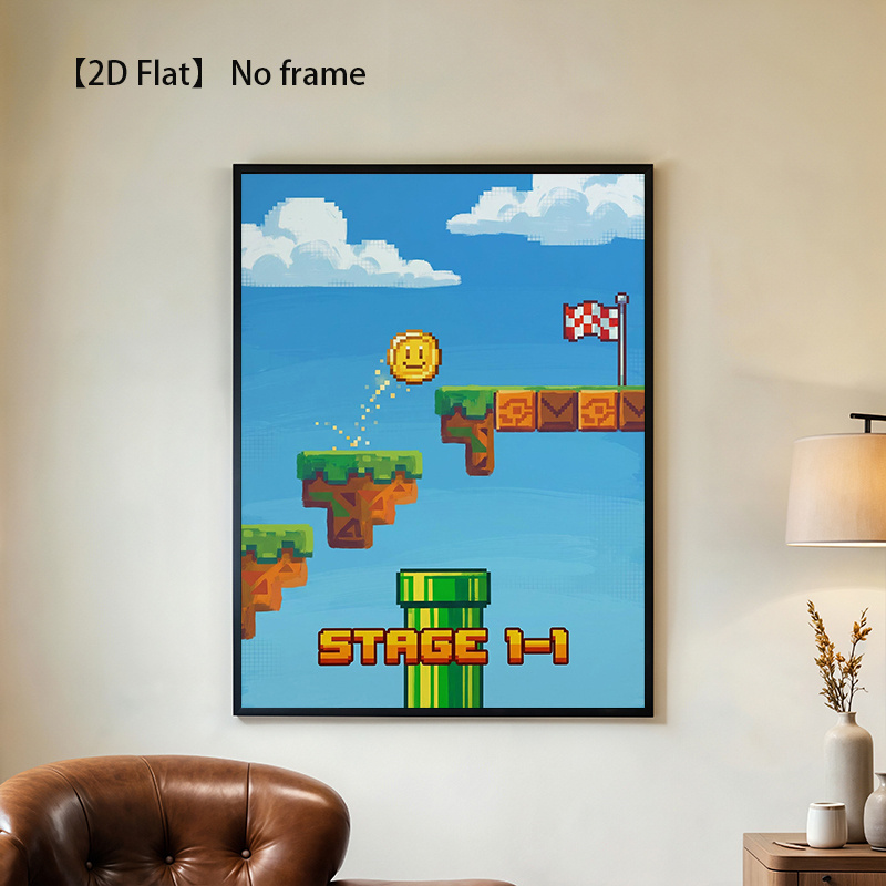 9828B199-6463-41C3-84Ba-C8B0739A6948_800X800.Jpeg passend für zimmer, küchen badezimmer, vintage 90er pixel-art – rahmenlose vertikale retro-gaming-wanddeko