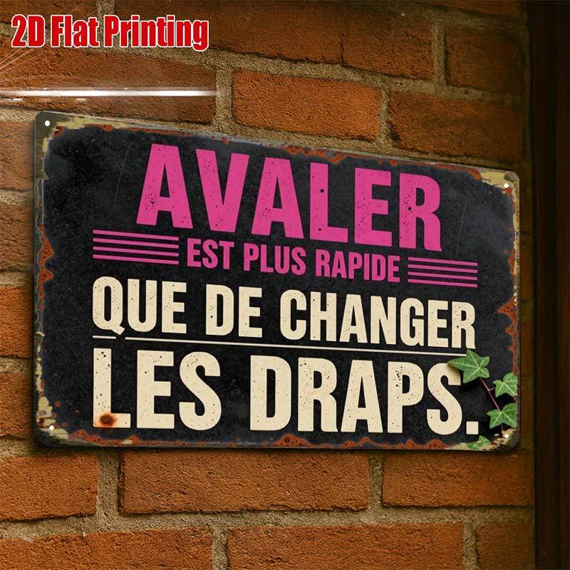 TEMU Plaque métallique décorative humoristique française vintage, 1 pièce, plate 2D, panneau créatif en étain pour décoration de garage, lettrage ,