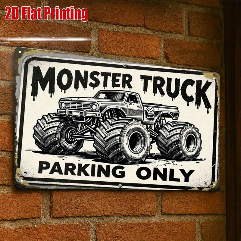 TEMU 2d Flat - 2d-flat, 1pc Monster Truck Parking Sign, Creative Tin Sign Garage Decoration, Lettering, High-, , 2d Flat, Perfect For Room Decor 8x12