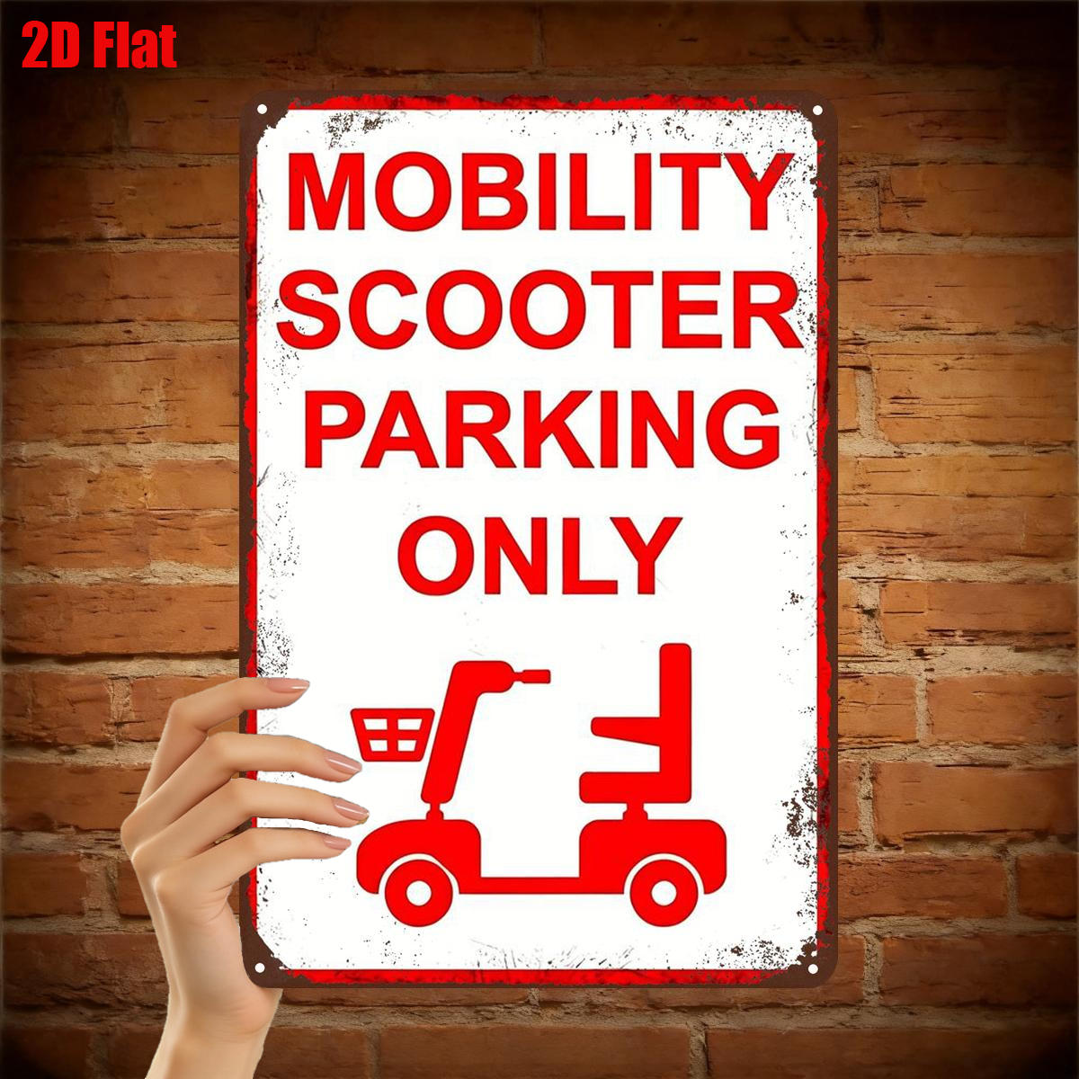 TEMU 2d Flat, 2d Flat 1pc, "mobility Scooter Parking Only - Vintage Sign For Outdoor Or Indoor Display" 8Ã12 Inch, 2d Flat