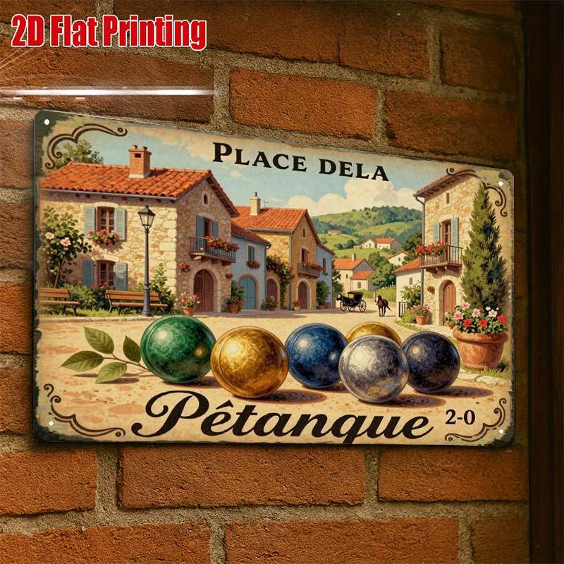TEMU 2D Plat - 2D-Flat, 1 jeu de pétanque vintage, décoration de garage en fer à lettres, lettrage , impression de haute qualité, décorateurs