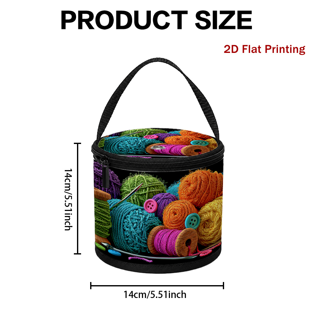 TEMU 1pc Ridesay Foldable Yarn Holder Basket With Yarn & Sewing Storage - Portable Spacious Yarn Suitable For Knitting, Crochet, Crafts, Travel,