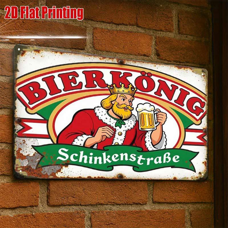 Image of 2d Flat, 2d-flat,1pcvintage Beer King Metal Sign Decor,creative Tin Sign Garage Decoration, Lettering, Highquality Print, Home Decorators, 2d Flat, Perfect For Room Decor 8x12, 2d Flat