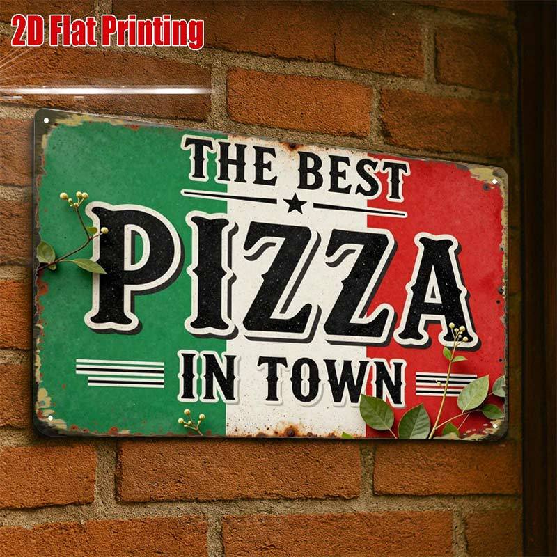 TEMU 2d Flat, 2d-flat,1pcvintage Pizza Sign Wall Decor,creative Tin Sign Garage Decoration, Lettering, Highquality Print, Home Decorators, 2d Flat,