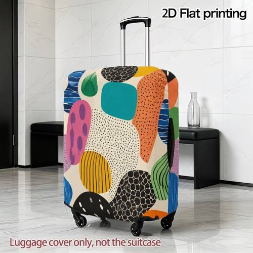 copri valigia 2d piatto 1 pz con composizione di astratte e , materiale elasticizzato stampato, (valigia non ) - per regalo, viaggio, in famiglia, università, - con cerniera e laterale, 2d piatto