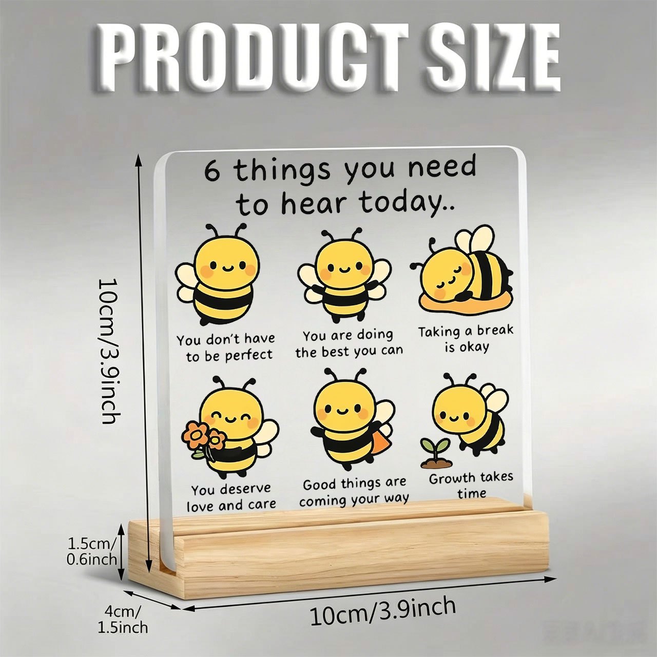 TEMU 1pc Acrylic Desktop Decoration Stand Cute Bee Cartoon Pattern 6 Things You Need To Today Paperweight, Desktop Decoration, Suitable For Work,