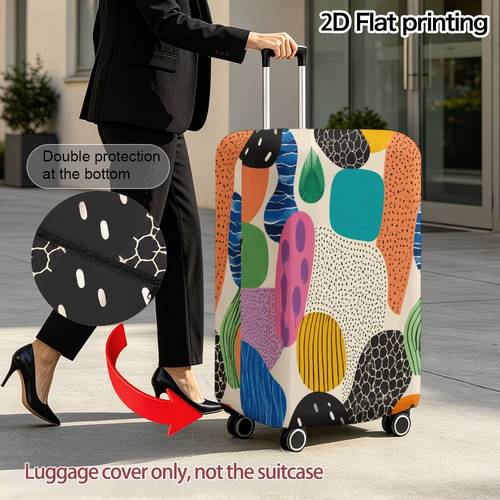 immagine dell'articolo copri valigia 2d piatto 1 pz con composizione di astratte e , materiale elasticizzato stampato, (valigia non ) - per regalo, viaggio, in famiglia, università, - con cerniera e laterale, 2d piatto