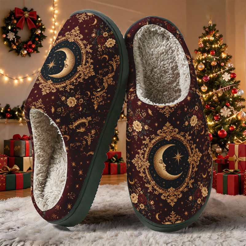 품목 사진 [2026년 신상] 초극세사 두꺼운 레트로 별무리 패턴 홈 따뜻한 슬리퍼, 두꺼운 내마모성, 가정/침실/거실/실내/실외에 적합, 구름처럼 부드러움, 행복 증진, 레트로/라이트 럭셔리 스타일과 호환 가능