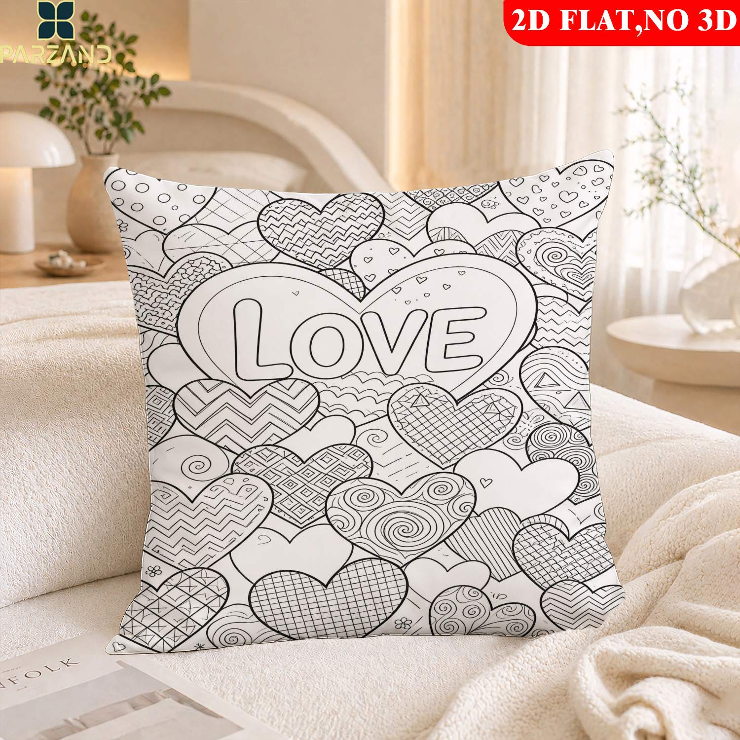 TEMU 2d Flat 1pc Pillowcase Love Colored Pattern Pillowcase Family Pattern, Pillowcase For Sofa, Bedroom, And Study, Comfortable And Soft Pillowcase,