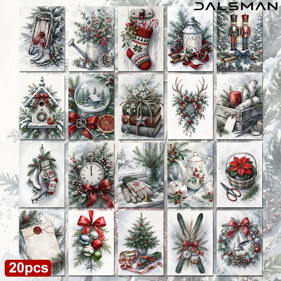 TEMU 20-pack Vintage Christmas Postcards Set Greeting Cards For Seasonal Home Decor Stationery For Festive Mail And Gift Giving Dalsman