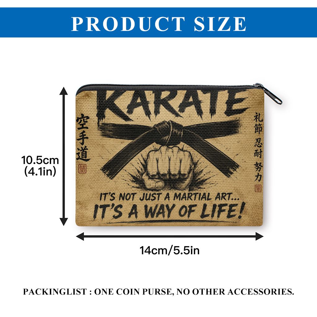 TEMU Karate-themed Wallet Suitable For - Zipper Coin Purse With Card Holder, Compact Cash Storage Bag, Lightweight Multifunctional Handbag Gift For