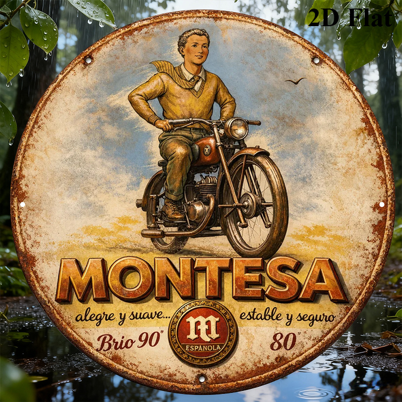 TEMU 1 pieza, Letrero de 8X8 pulgadas (20Cmx20Cm), Placa decorativa vintage " Motorcycle", Letrero decorativo temática de motocicletas, Adecuado para