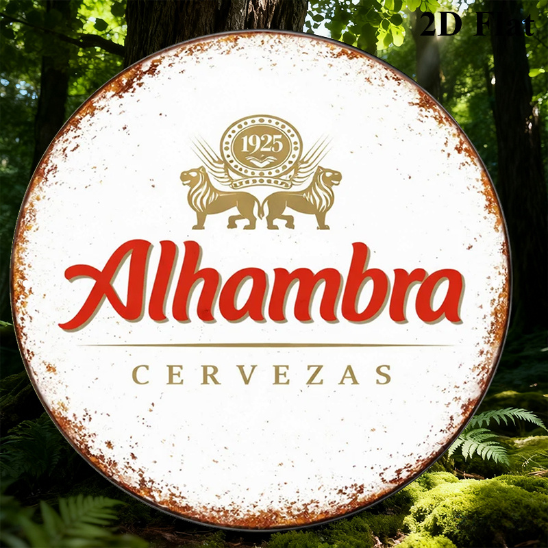 TEMU Placa decorativa de aluminio de 1 pieza de 20.32x20.32cm | Letrero vintage de temática cervecera "Alhambra Cervezas", para bares, cocinas,