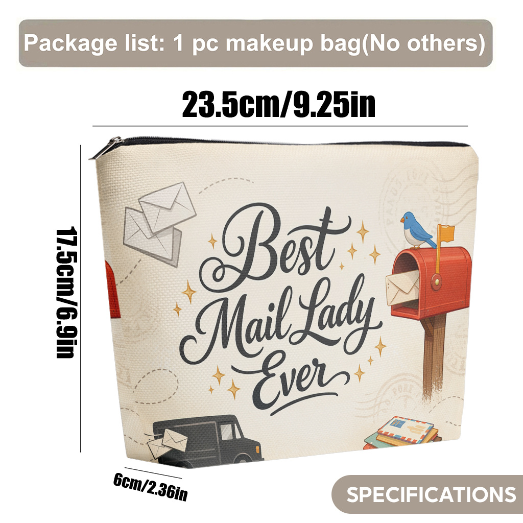 TEMU 1 Makeup Bag, The Perfect Cosmetic Pouch For Female Mail Carriers, Made Of Linen, Portable And Foldable, With A Zipper Closure, Suitable For