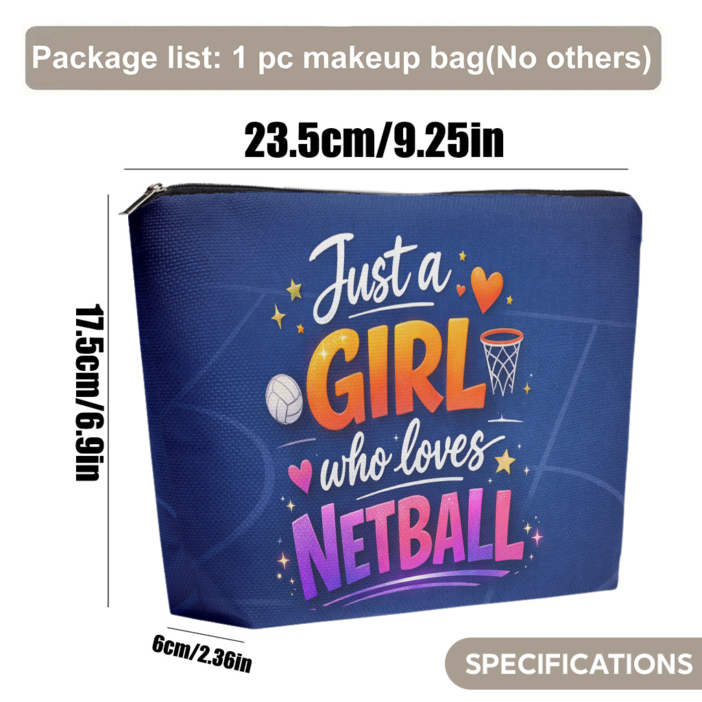 TEMU Cosmetic Bag 1pc, A Who Netball Makeup Bag, Foldable & Portable Toiletry Bag, Use For , Zipper Closure, Travel Storage/daily, Gift For ,