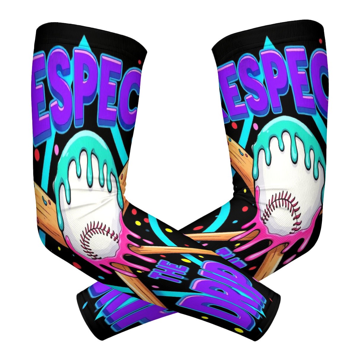 TEMU Une paire de manchons de sport compression 3D amusants et colorés sur le thème du baseball pour randonnée et vélo