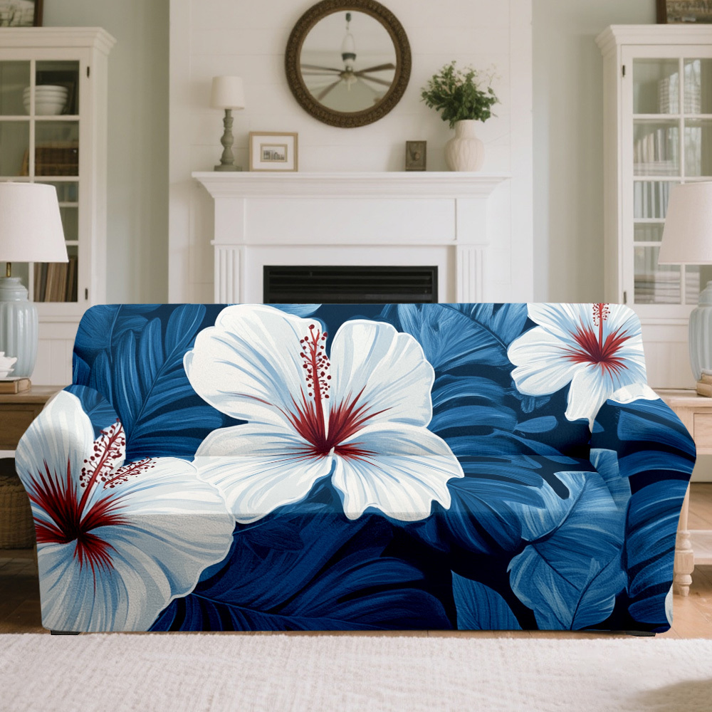 TEMU 1pc Budget-friendly & Versatile Style Tropical Sofa Cover - Elastic Fabric Fits Most 1-4-seater Sofas ( Cost); Shoulder Strap Suits Various Sofa
