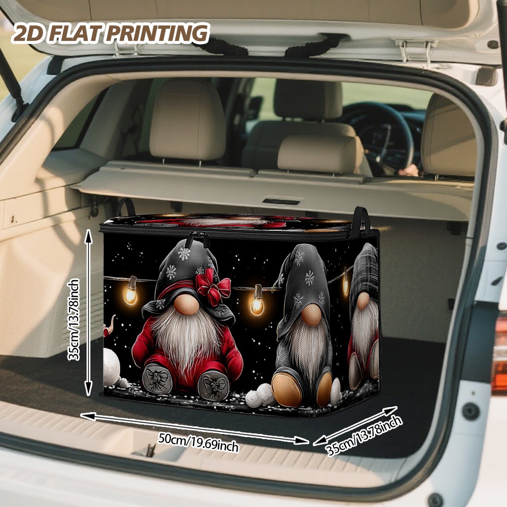 TEMU (2d Flat) 1pc Christmas Gnomes Lidded Storage Bins, Zippered Foldable Bag, Large Capacity, Bedding Organization, Bedroom Storage, Holiday Gift,