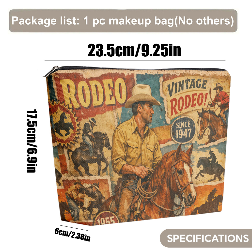 TEMU 1 Makeup Bag, Equestrian Competition Poster Vintage Style Makeup Bag, Portable And Foldable, Zipper Closure, Suitable For Friendship, Birthdays,