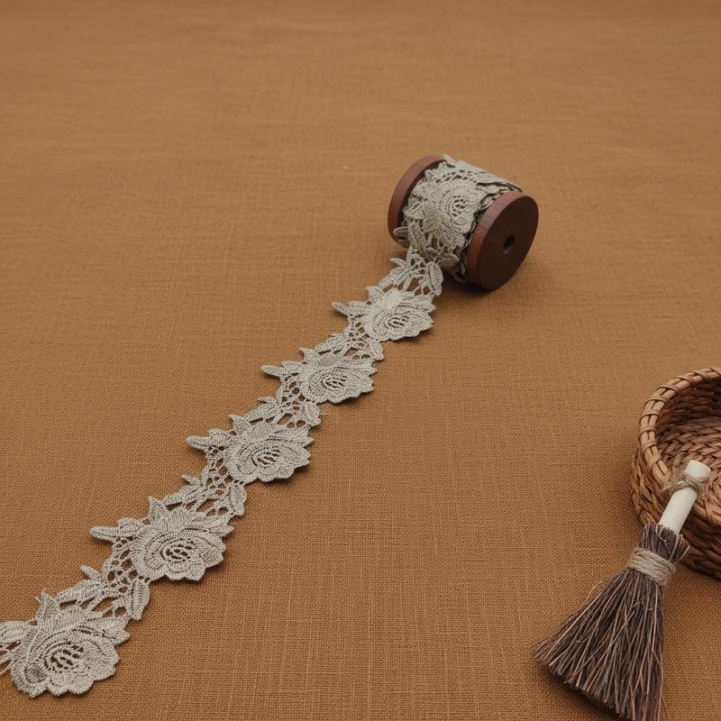 TEMU 2yd/45mm (1.8 Inch) Lace Trim Ribbon Valentine's Day Golden -soluble Embroidered Lace Trim Vintage Boho Woven Material For Costume Making Crafts