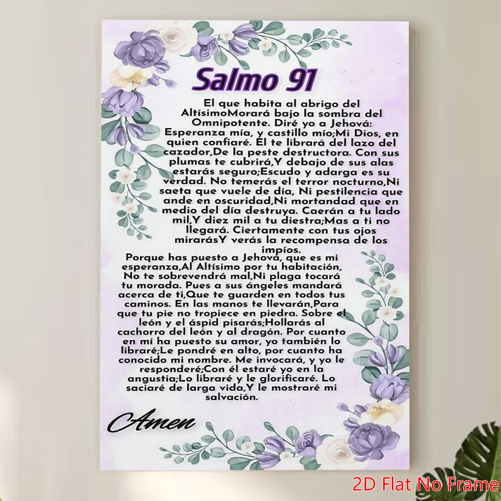 TEMU Póster 2D del Salmo 91 en español - de pared vertical sin con escritura en español, adecuado para el hogar, la , la decoración - españoles