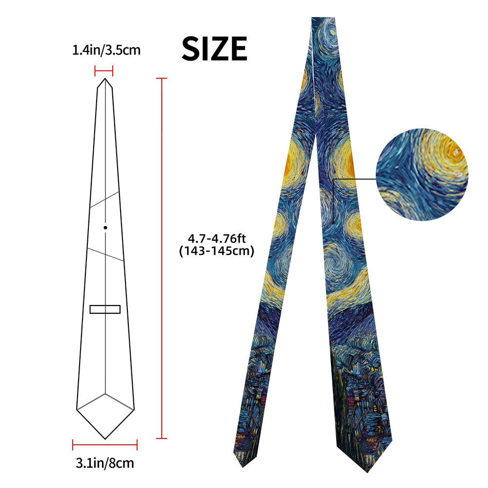 TEMU 1pz Stampa " " di Van Gogh - Tessuto 1200 Densit�, Versatile per Matrimoni, Feste e Uscite Casual, Accessorio Moda Lavabile a , Abbigliamento da