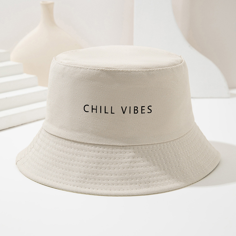 Image of Unisex Vibes Letter Print Fisherman Hat, Spring Summer Cap, Men Women Fashion Fishing Hat, Suitable For Outdoor, Camping, Hiking, Climbing, Fishing