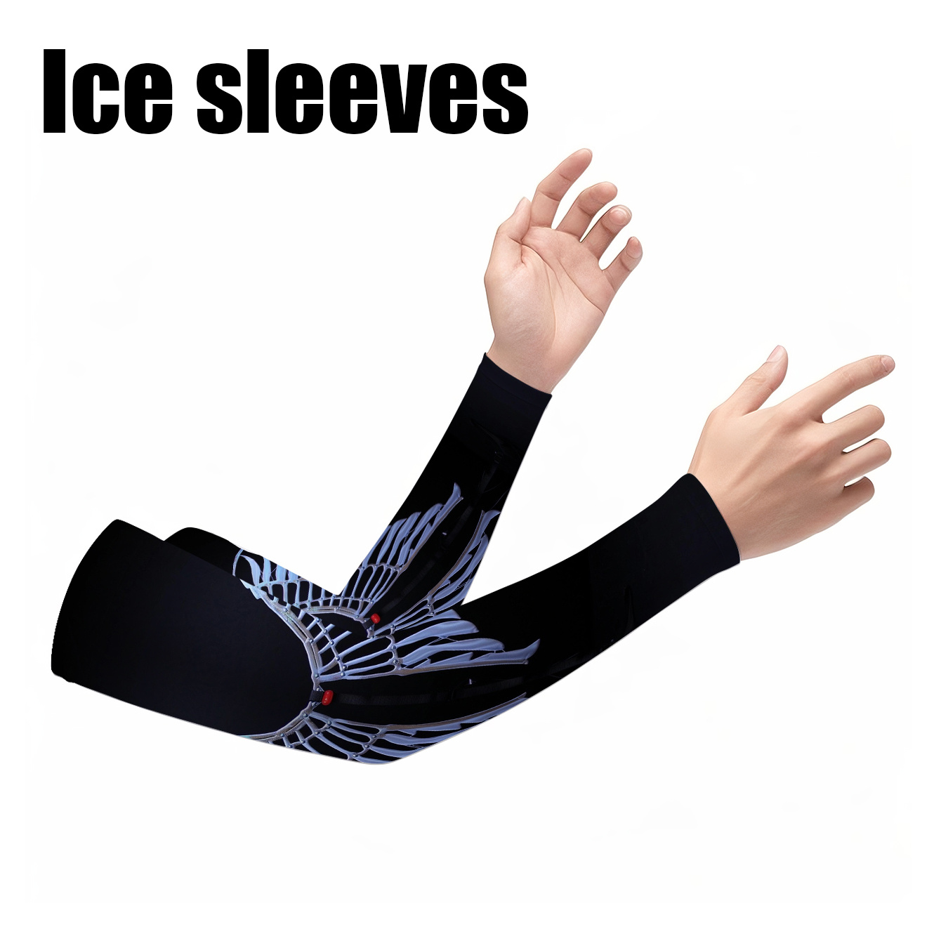 1 pair of 3d printed luminous angel wings ice sleeves elastic protective sports arm guards mountaineering cycling running hiking traveling fishing and   sports arm sleeves outdoor travel all year fashion companion