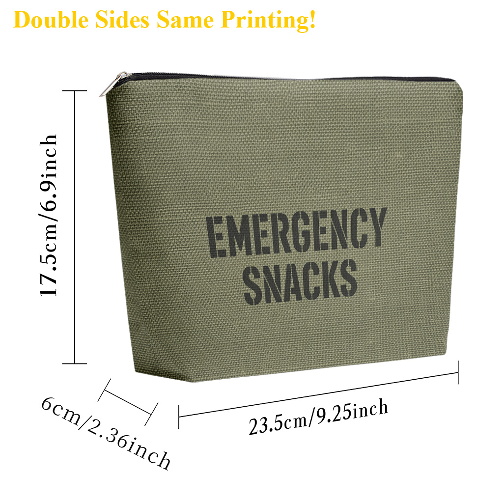 TEMU Sac à Maquillage 1pc, Sac à Snacks d'Urgence en Lin avec Fermeture Éclair, Trousse de Toilette Grande Capacité, Portefeuille et Portable, Sac de