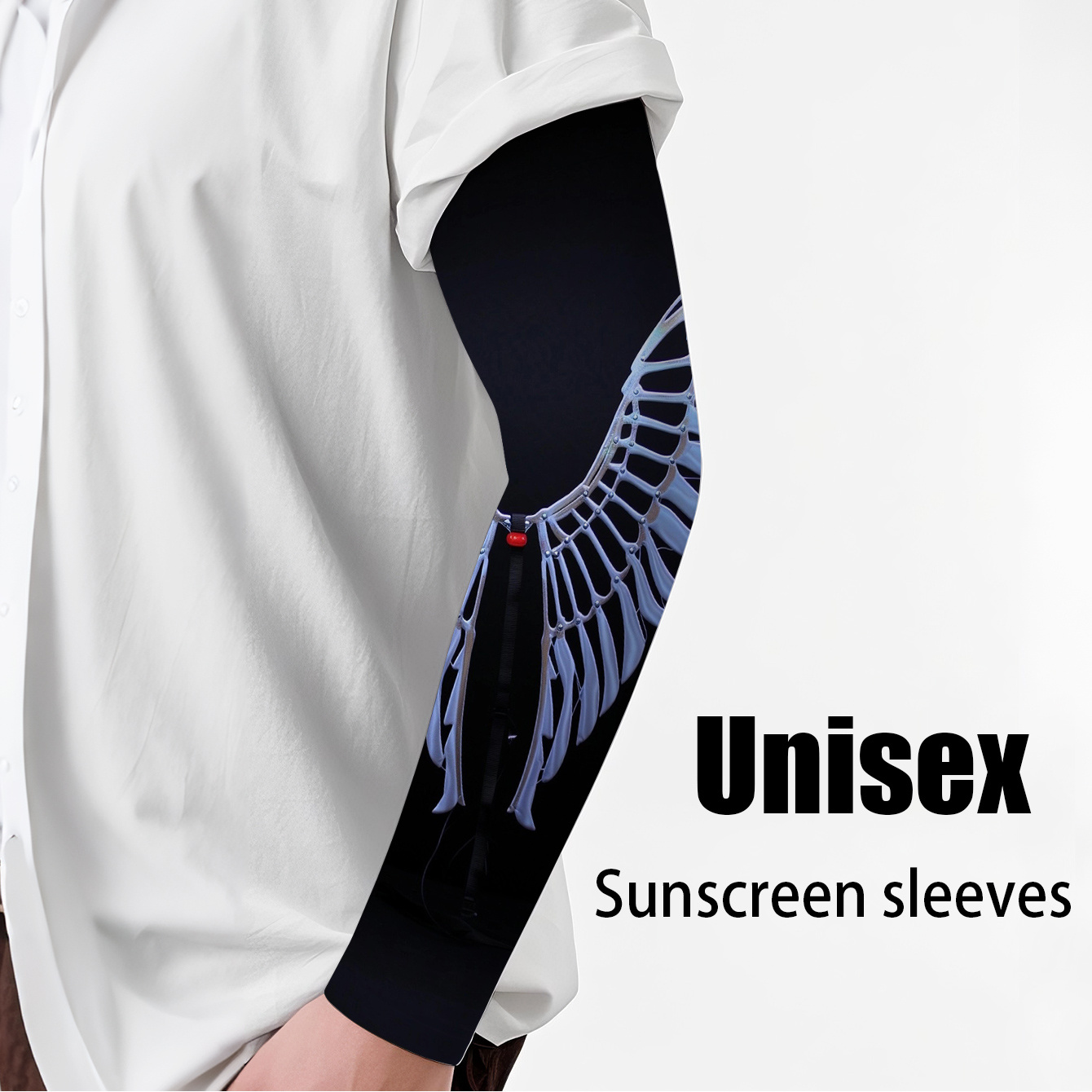 item picture 1 pair of 3d printed luminous angel wings ice sleeves elastic protective sports arm guards mountaineering cycling running hiking traveling fishing and   sports arm sleeves outdoor travel all year fashion companion