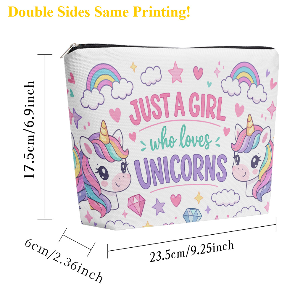 TEMU Makeup Bag 1pc, A Girl Who Unicorns Cosmetic Bag With Zipper Closure, Large Capacity Toiletry Pouch, Cute Fashion Wallet Portable Storage Bag,