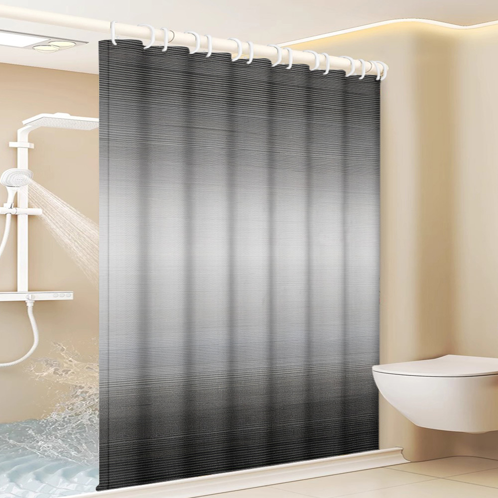 TEMU 1pc Gray Gradient Texture Minimalist Printed Shower Curtain, Modern Bathroom For Home Decor With Plastic Hooks, Suitable For Home And Hotel,