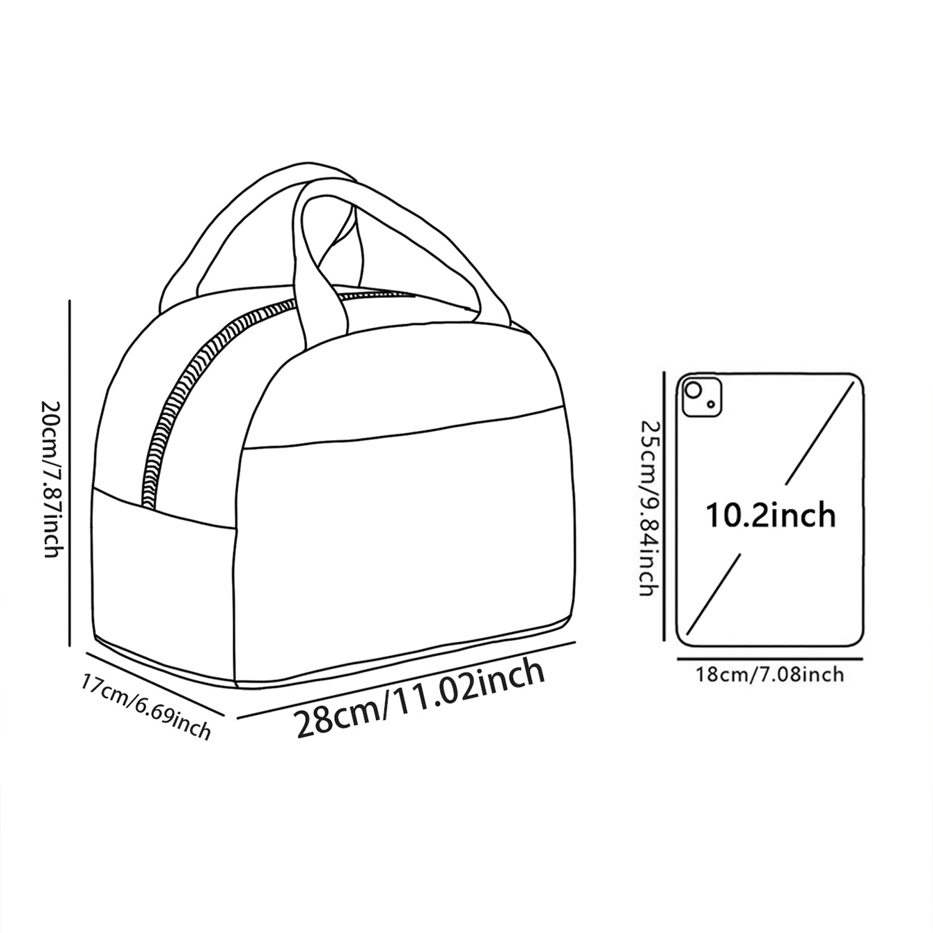 Bolsa de almacenamiento para lonchera de pana con estampado 2D y diseño de cactus verde, sin contacto con alimentos, gran capacidad, bolsa de almacenamiento portátil para lonchera, ideal para estudiantes, empleados de oficina y viajes