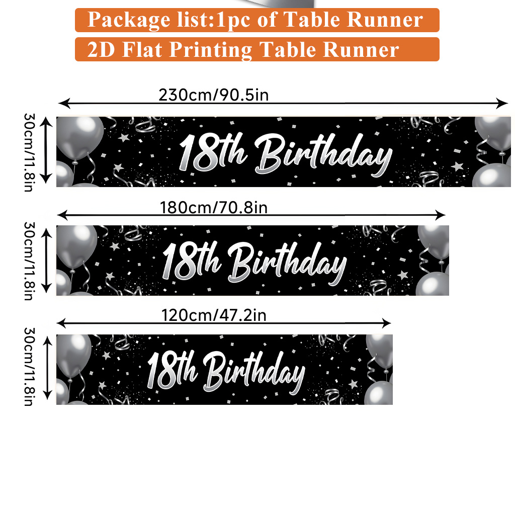 TEMU Runner da con stampa piatta 2D 1 pz, Runner da rettangolare in poliestere per celebrazione del compleanno, Bandierina da per ricevimento, Runner