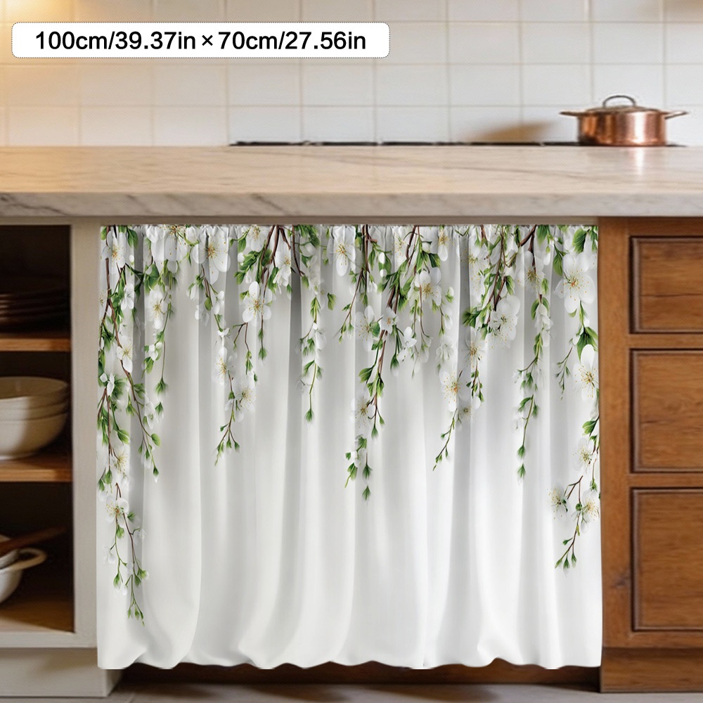 TEMU 2d Flat, (2d Flat) 1pc Blossoms Garland Curtain & Cabinet Decor - Polyester Material Easy To Clean, Rod For , Room Bathroom, Modern Minimalist