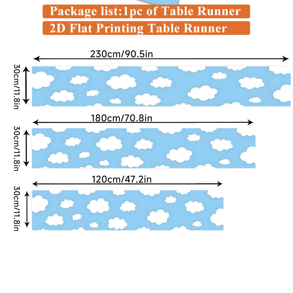 TEMU Nappe rectangulaire 2D plate, 1 pièce, flottant dans le en polyester, bannière de table de réception, nappe en tissu de décoration de table ,