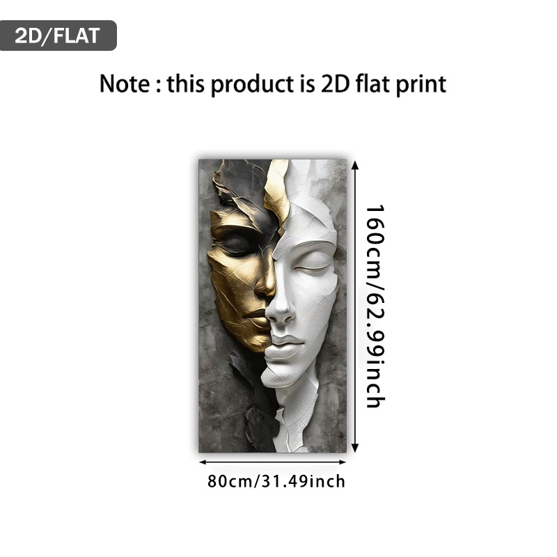 TEMU Toile d'art imprimée, 2D plate, une pièce 2D plate mesurant 31,49 par 62,99 pouces ou 80 par 160 cm, présentant un design moderne d'une face