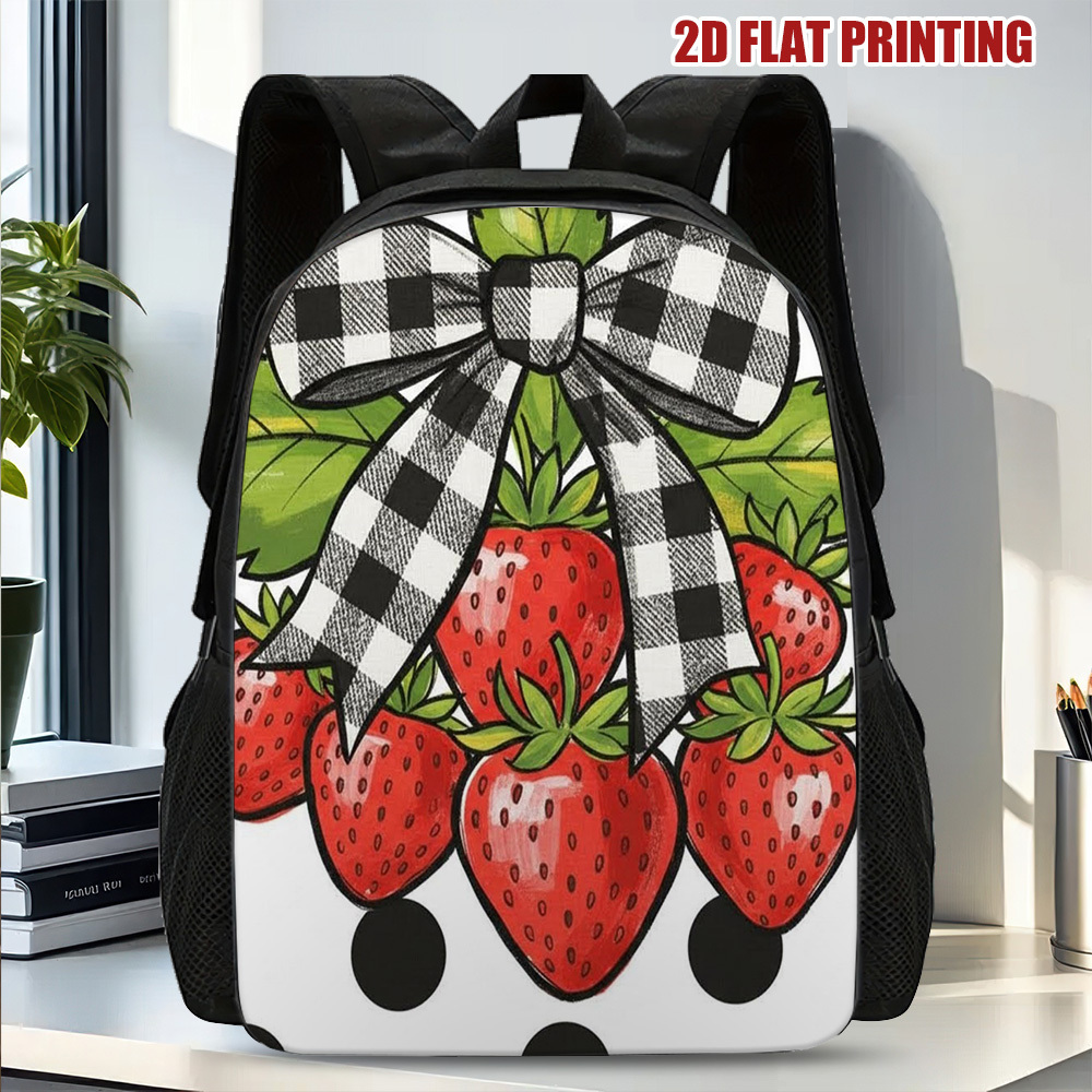 1pc Strawberry Cluster with Bow Backpack, Lightweight and Stylish, Perfect for Students and Young Adults, for Teenager