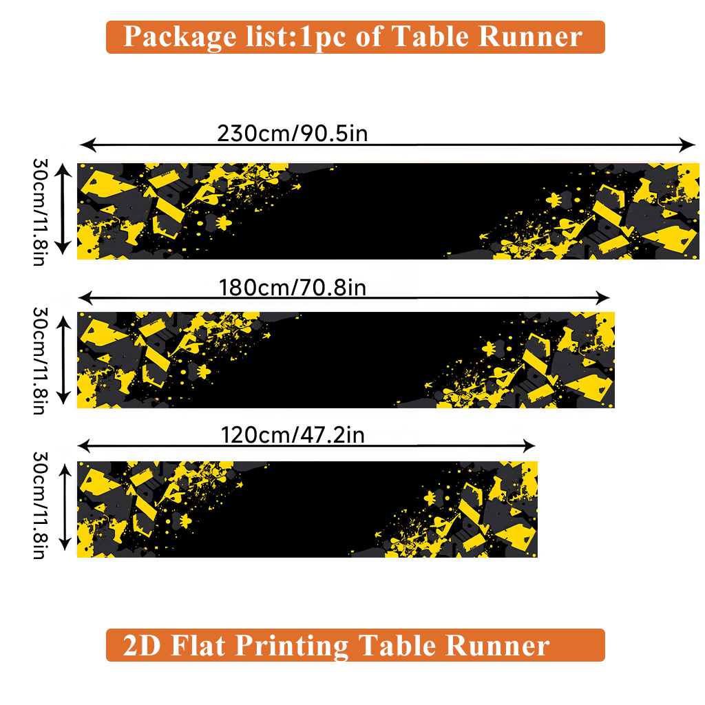 TEMU A 2d Tablecloth Featuring A Yellow And Black Splatter Effect With An , Made Of Polyester. Suitable For Party Decorations, Dining Room Table