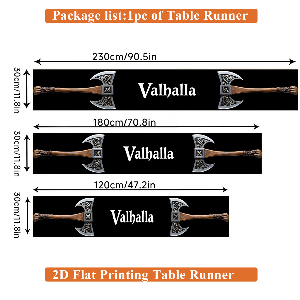TEMU 2d Flat Printing Table Runner 1pc, Axe Design Polyester Table Runner Table Flag, Suitable For Party Decoration, Home Dining Room Table Cover,