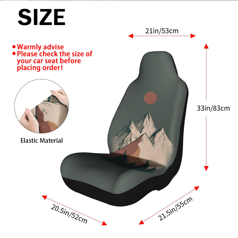 TEMU Juego de 2 fundas para asientos de coche con diseño moderno de de sol y montaña, suaves y plegables, diseñadas para asientos delanteros