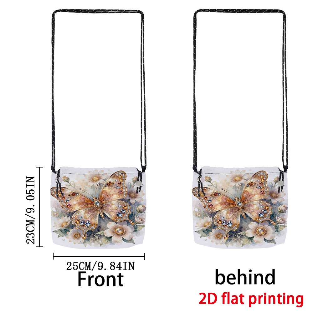TEMU A 2d Flat Printed Drawstring Crossbody Bag Featuring A Gem , Ideal For Daily Use By Men. It In Colors, Made From Durable Fabric
