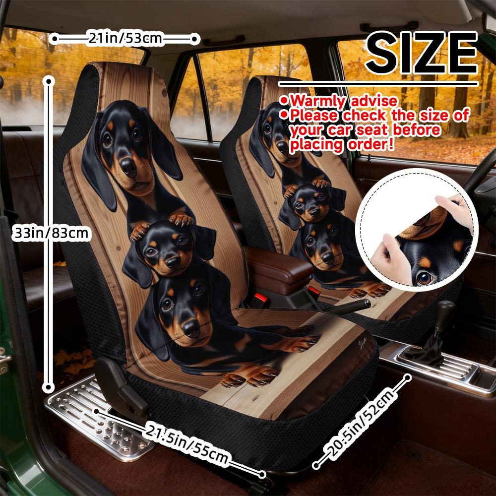 TEMU Set Of Dachshund Design Car Seat Covers, Compatible, Cozy And Washable, Ideal For New Vehicle Owners