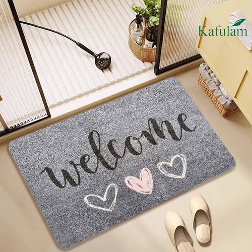 1pc welcome lettering and 3pcs heart flannel bathroom anti slip mat 40 x 60cm 15 75 62 inches multi sizes made of flannel material suitable for bathroom entrance bedroom kitchen hallway