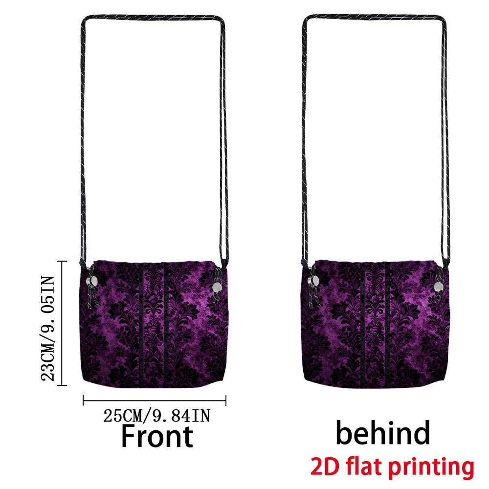 TEMU 2d Flat Printing 1pc Purple Floral Printed Design - Non-textured Drawstring Crossbody Bag For Men, Mixed Colors Durable Portable Small Shoulder