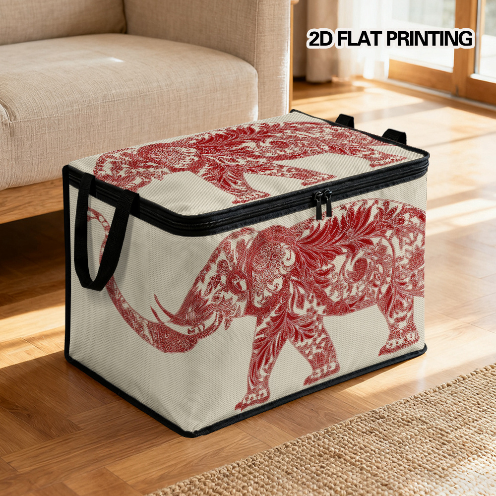 item picture 2d flat printing 1pc storage bin with lid with ornate   pattern soft fabric large capacity great for organizer laundry room storage or holiday decoration storage   store household items towels and cleaning supplies  