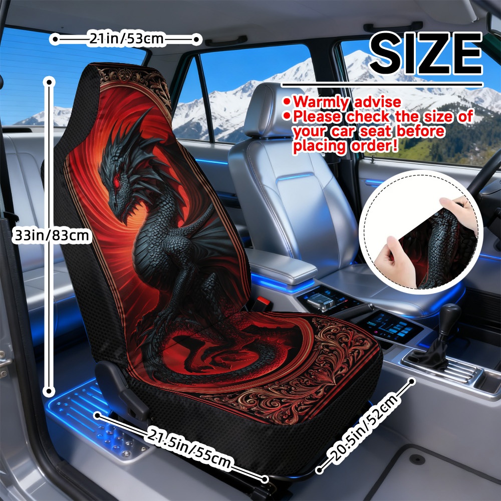 TEMU Ensemble de 2 housses de siège auto motif , taille universelle pour sièges , douces et confortables, lavables en machine, faciles à installer,