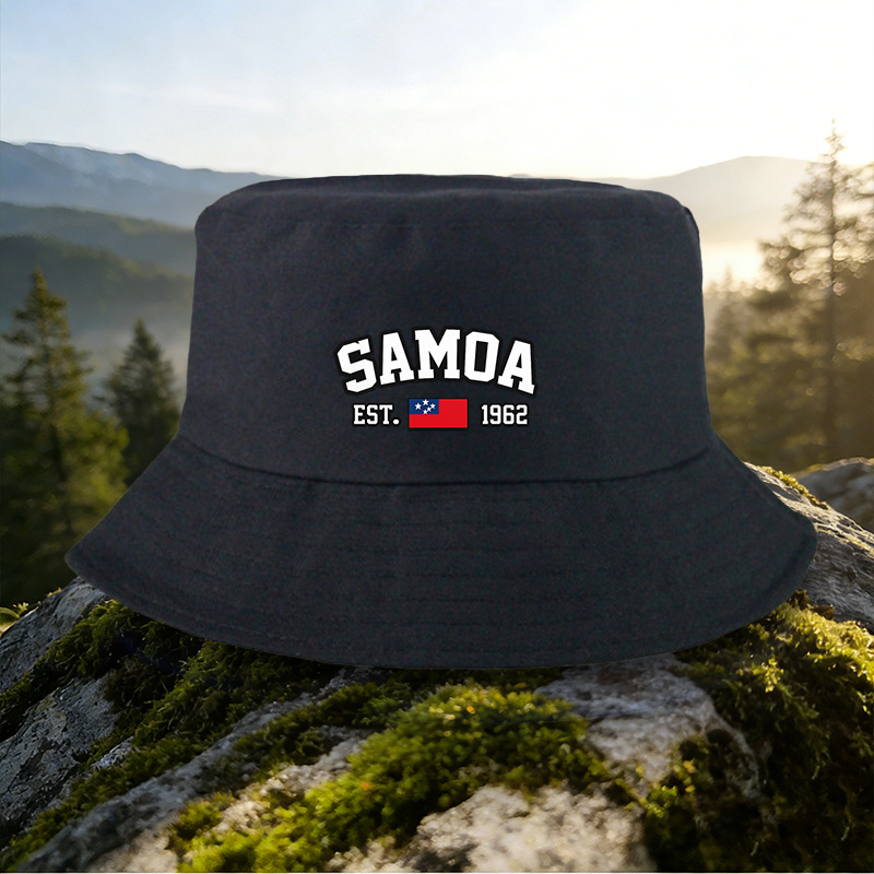 TEMU Fisherman Hat With Samoa Flag Est. 1962, Outdoor High Quality Lightweight Hat, Unisex Essential, Printed Hat, Retro Nostalgic Design, Trendy